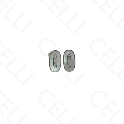 Steel Necklace/Earring/Bracelet - oval with mother-of-pearl