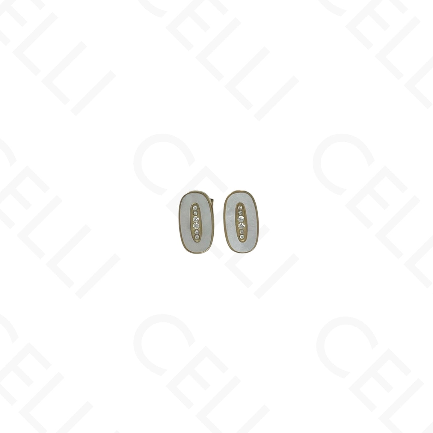Steel Necklace/Earring/Bracelet - oval with mother-of-pearl