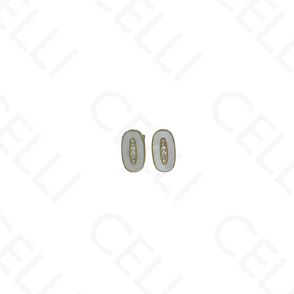 Steel Necklace/Earring/Bracelet - oval with mother-of-pearl