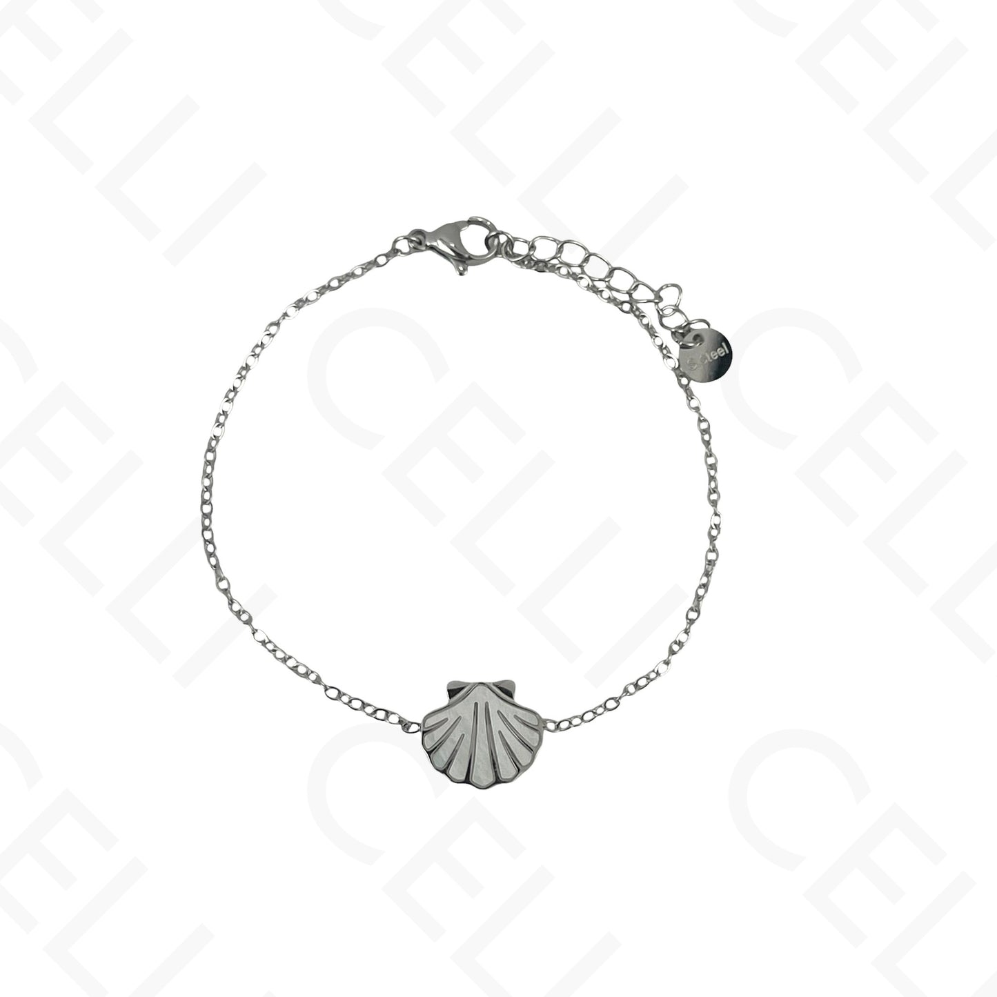 Steel Necklace/Earring/Bracelet - shell with mother-of-pearl