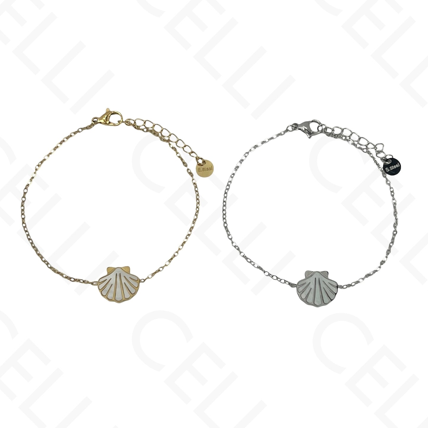 Steel Necklace/Earring/Bracelet - shell with mother-of-pearl