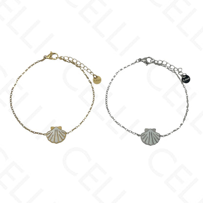 Steel Necklace/Earring/Bracelet - shell with mother-of-pearl