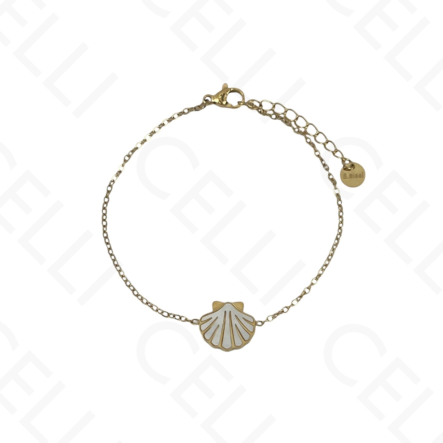 Steel Necklace/Earring/Bracelet - shell with mother-of-pearl