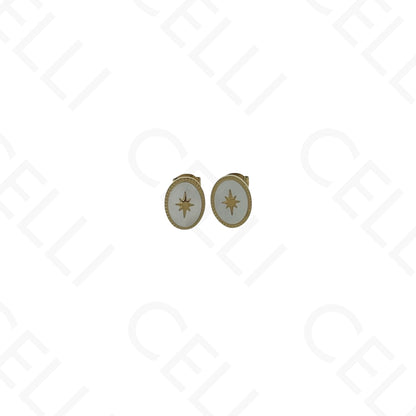Steel Necklace/Earrings/Bracelet - Oval with mother-of-pearl