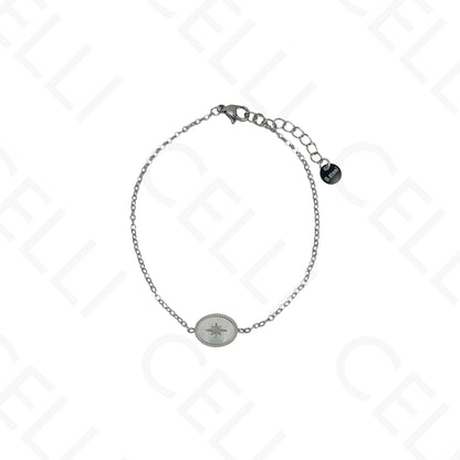 Steel Necklace/Earrings/Bracelet - Oval with mother-of-pearl