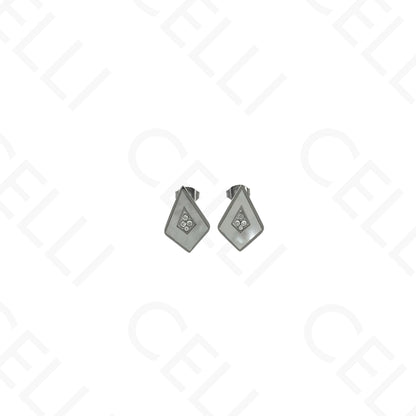 Collar/pendientes/pulsera de acero con forma de cometa y nácar.