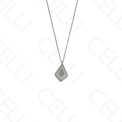 Collar/pendientes/pulsera de acero con forma de cometa y nácar.