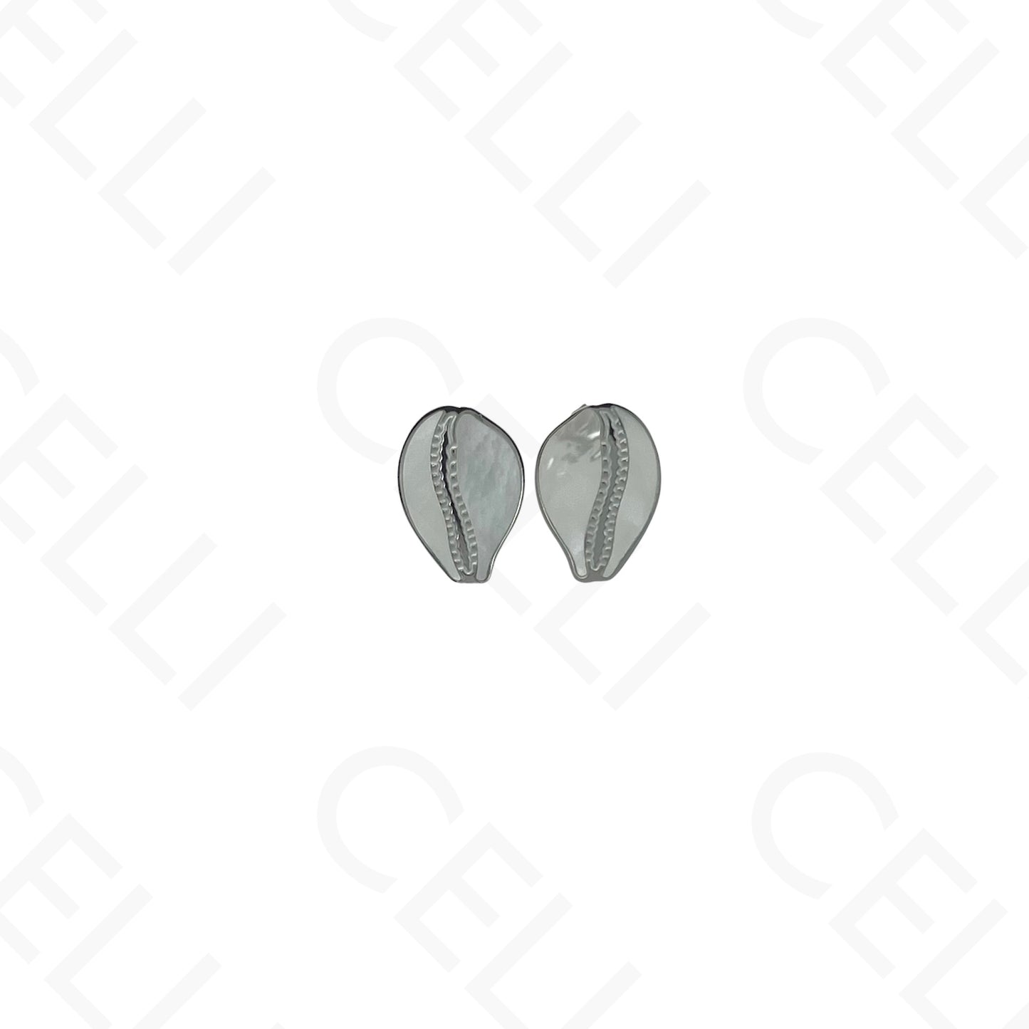 Collar/Pendientes/Pulsera de acero - Concha de cauri con nácar