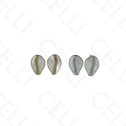 Collar/Pendientes/Pulsera de acero - Concha de cauri con nácar