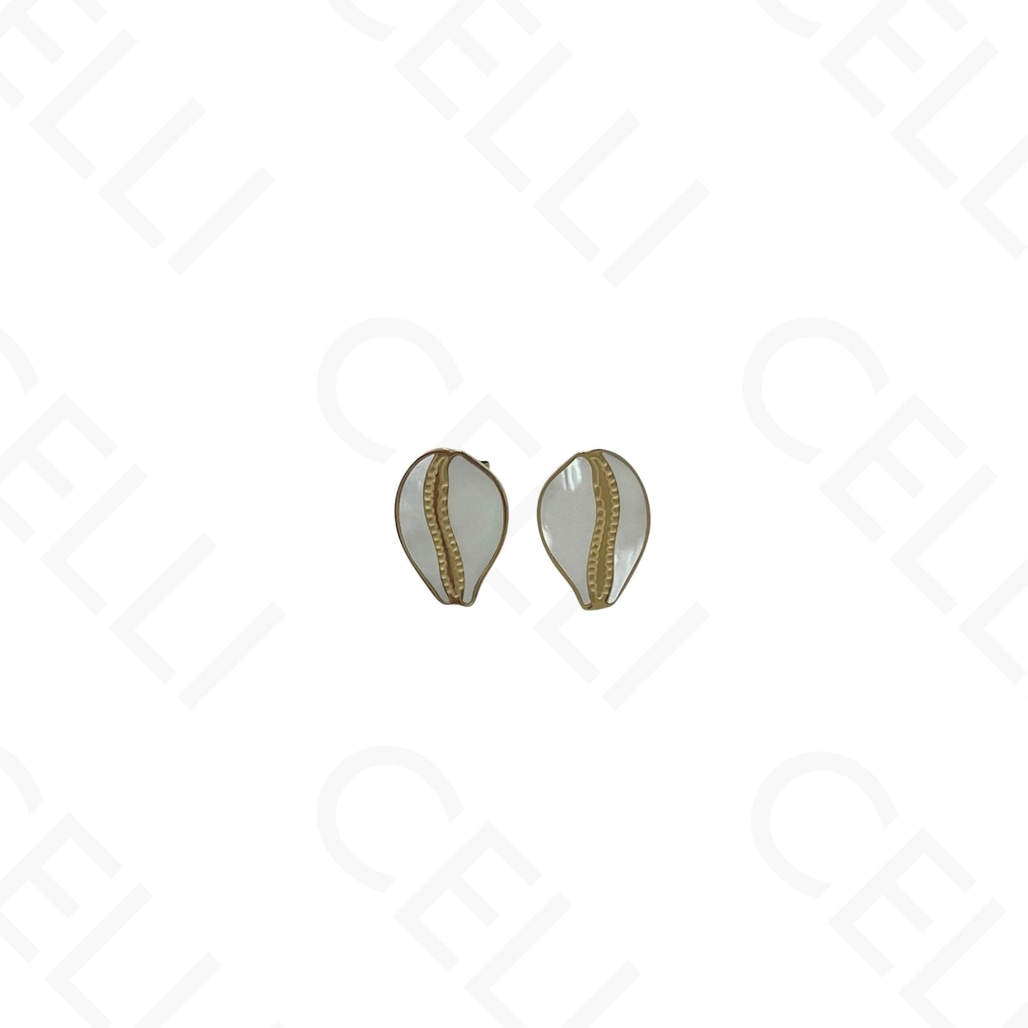 Collar/Pendientes/Pulsera de acero - Concha de cauri con nácar