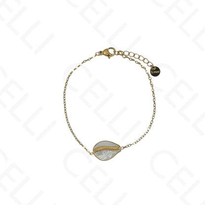 Collar/Pendientes/Pulsera de acero - Concha de cauri con nácar