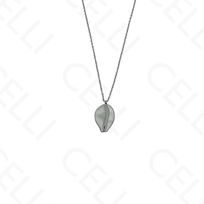 Collar/Pendientes/Pulsera de acero - Concha de cauri con nácar