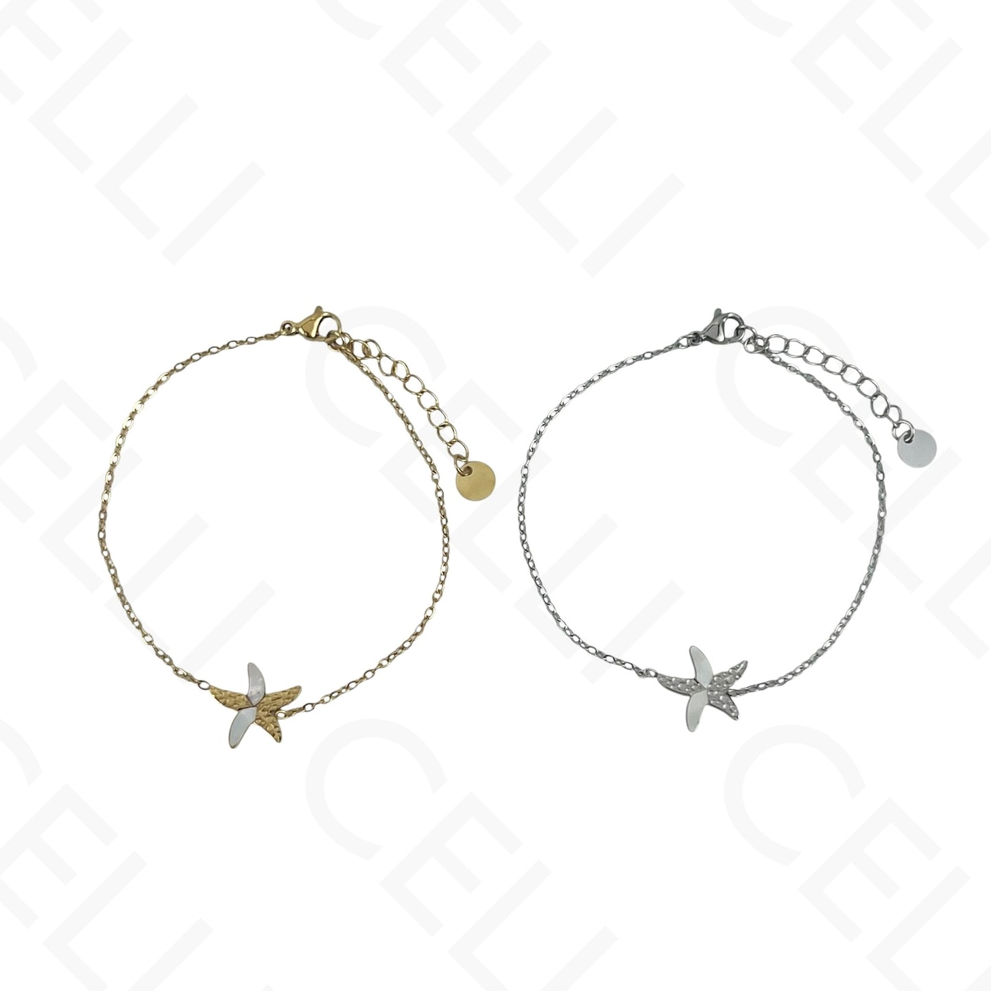 Steel Necklace/Earrings/Bracelet - Starfish with Mother-of-Pearl