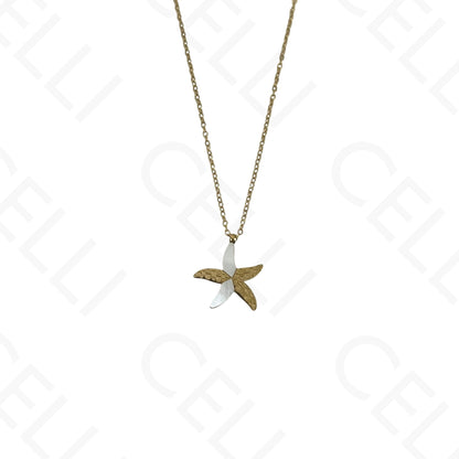 Steel Necklace/Earrings/Bracelet - Starfish with Mother-of-Pearl