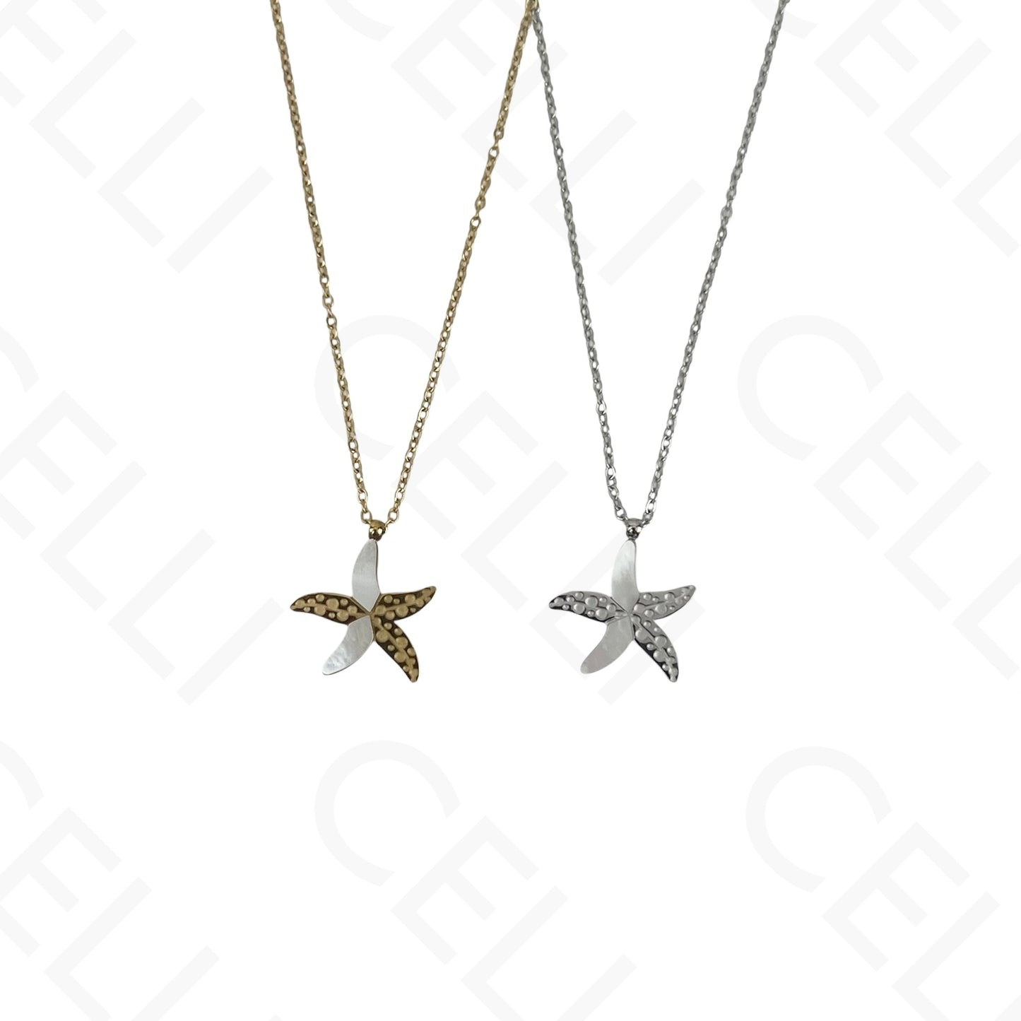 Steel Necklace/Earrings/Bracelet - Starfish with Mother-of-Pearl