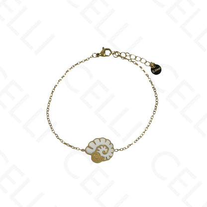 Steel Necklace/Earrings/Bracelet - Cowrie shell with mother-of-pearl