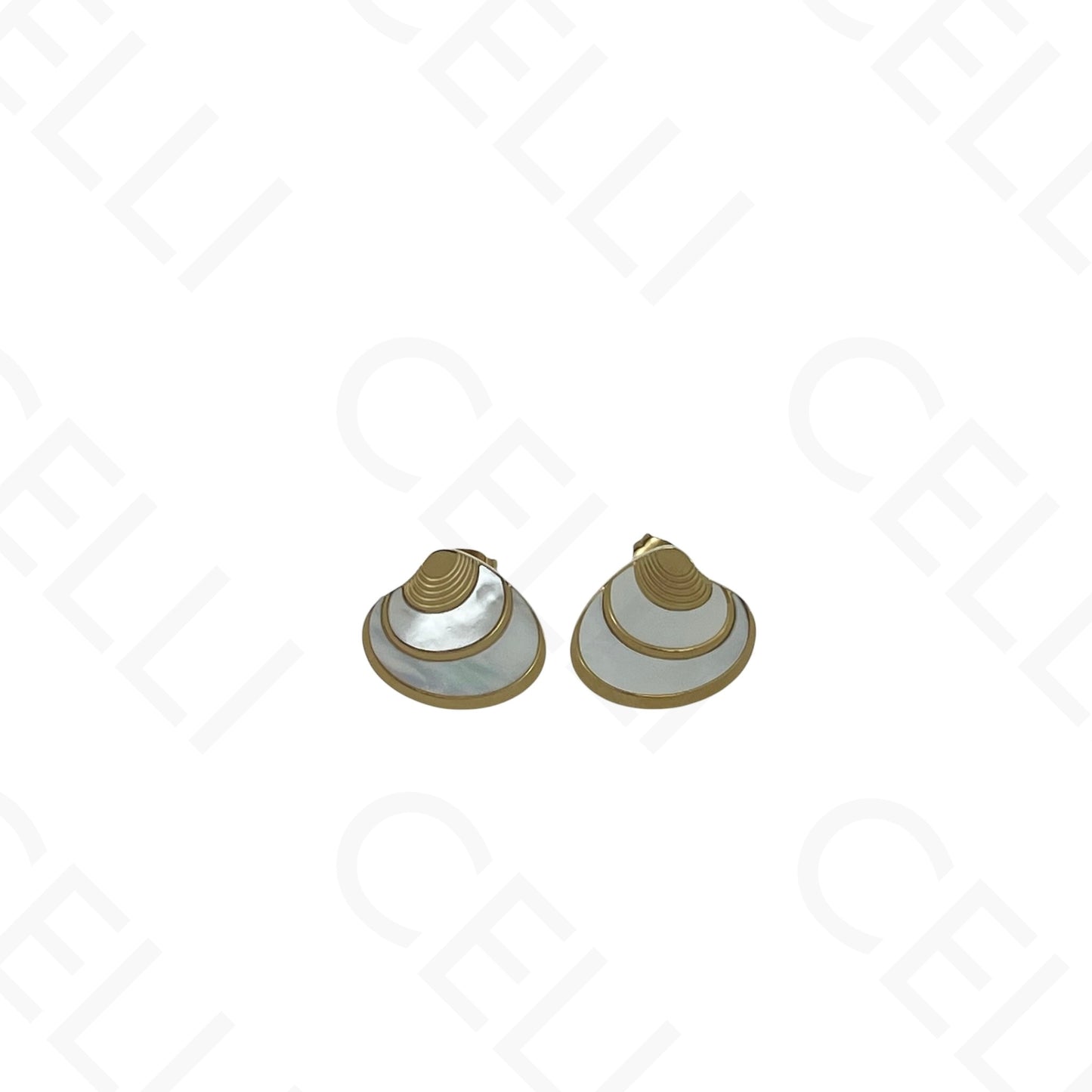 Colar/Brinco/Pulseira de Aço - Concha com madrepérola