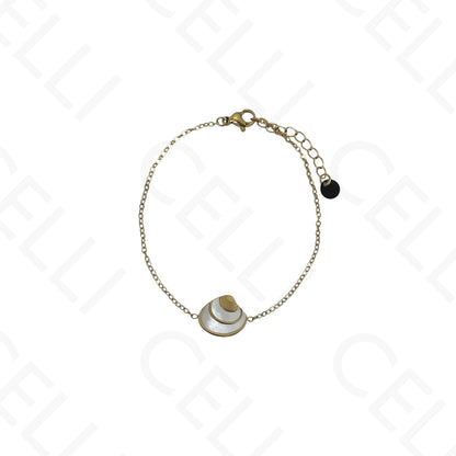 Colar/Brinco/Pulseira de Aço - Concha com madrepérola