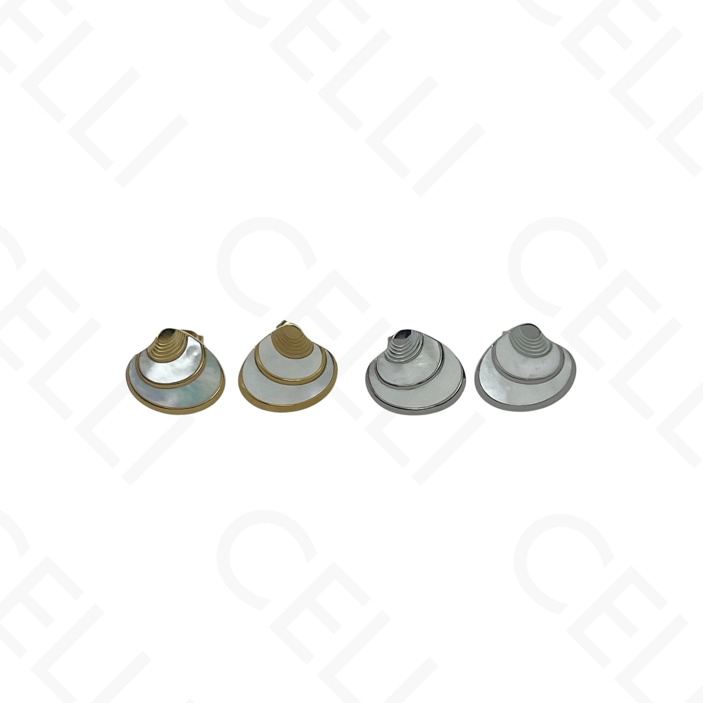 Colar/Brinco/Pulseira de Aço - Concha com madrepérola
