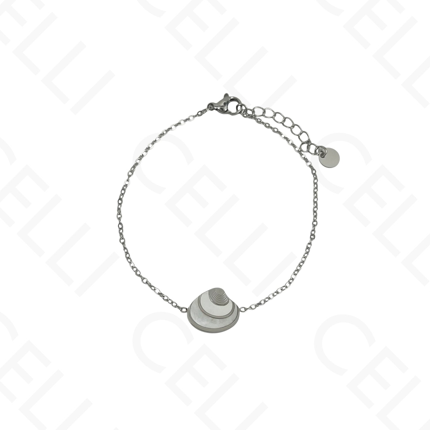 Colar/Brinco/Pulseira de Aço - Concha com madrepérola