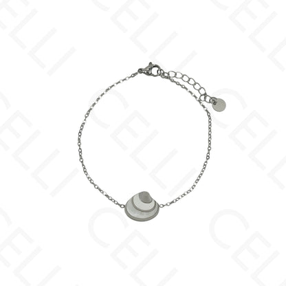 Colar/Brinco/Pulseira de Aço - Concha com madrepérola