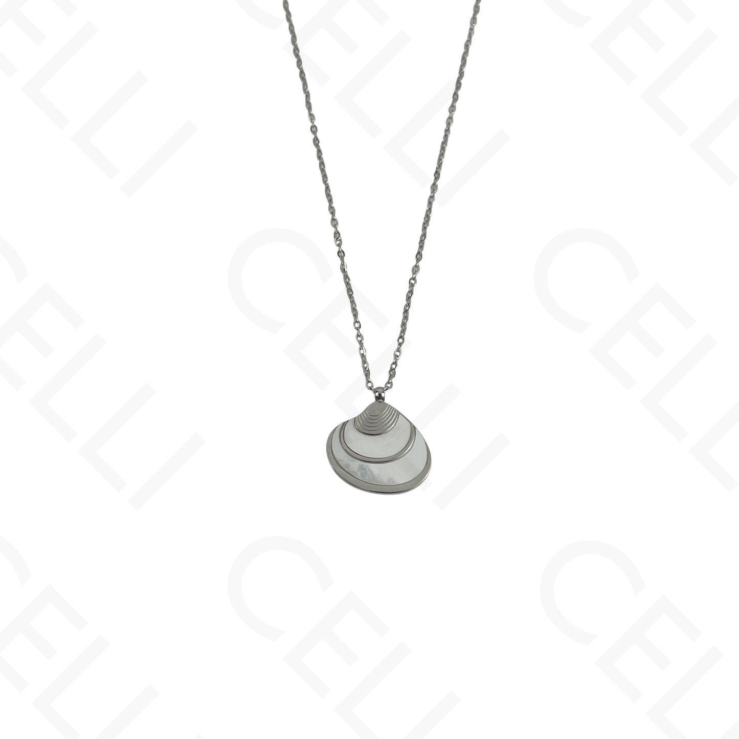 Colar/Brinco/Pulseira de Aço - Concha com madrepérola