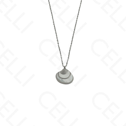 Colar/Brinco/Pulseira de Aço - Concha com madrepérola