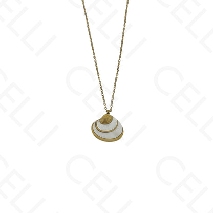 Colar/Brinco/Pulseira de Aço - Concha com madrepérola