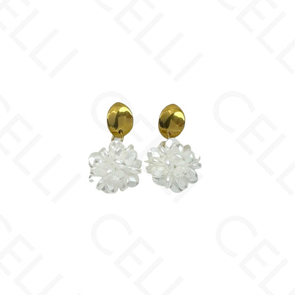 钢制项链/耳环 - 珍珠球