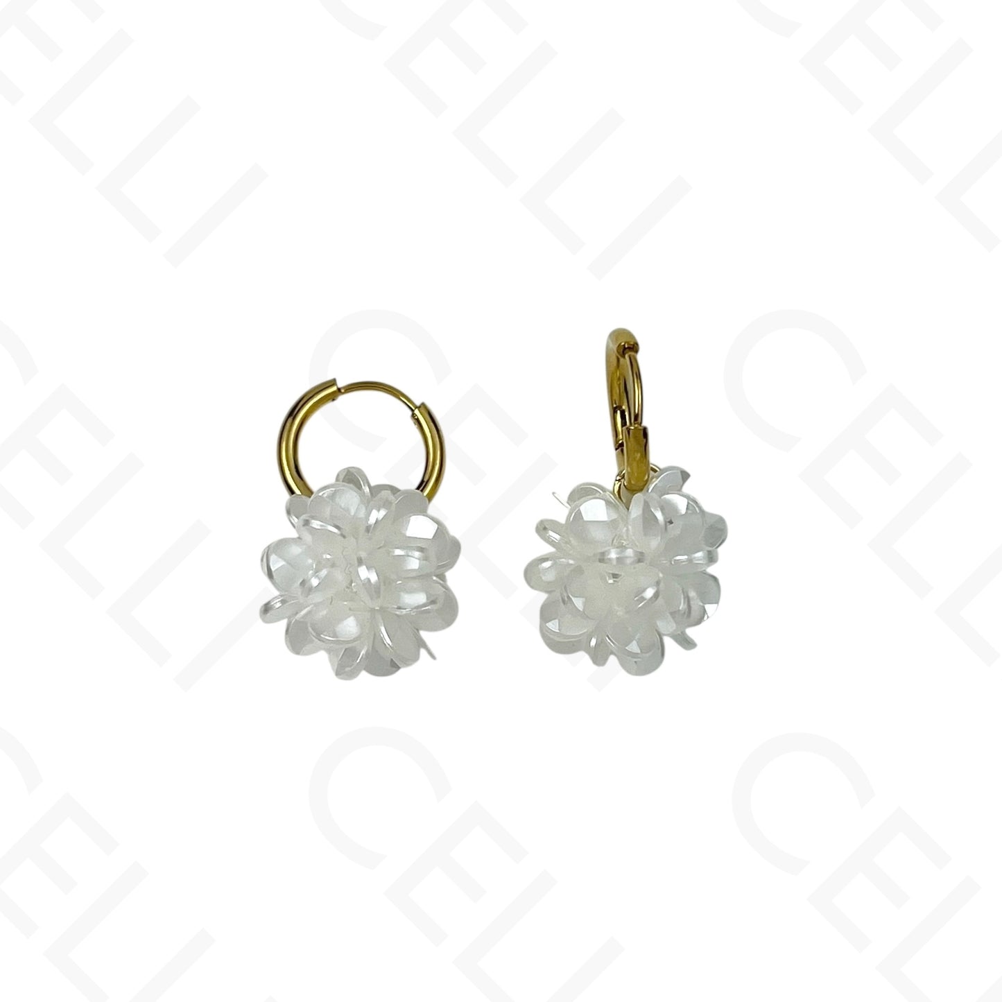 钢制项链/耳环 - 珍珠球