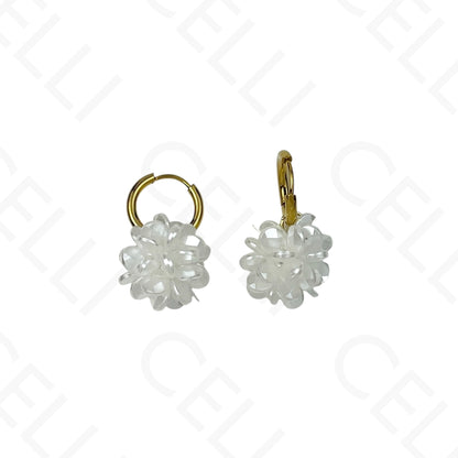 钢制项链/耳环 - 珍珠球