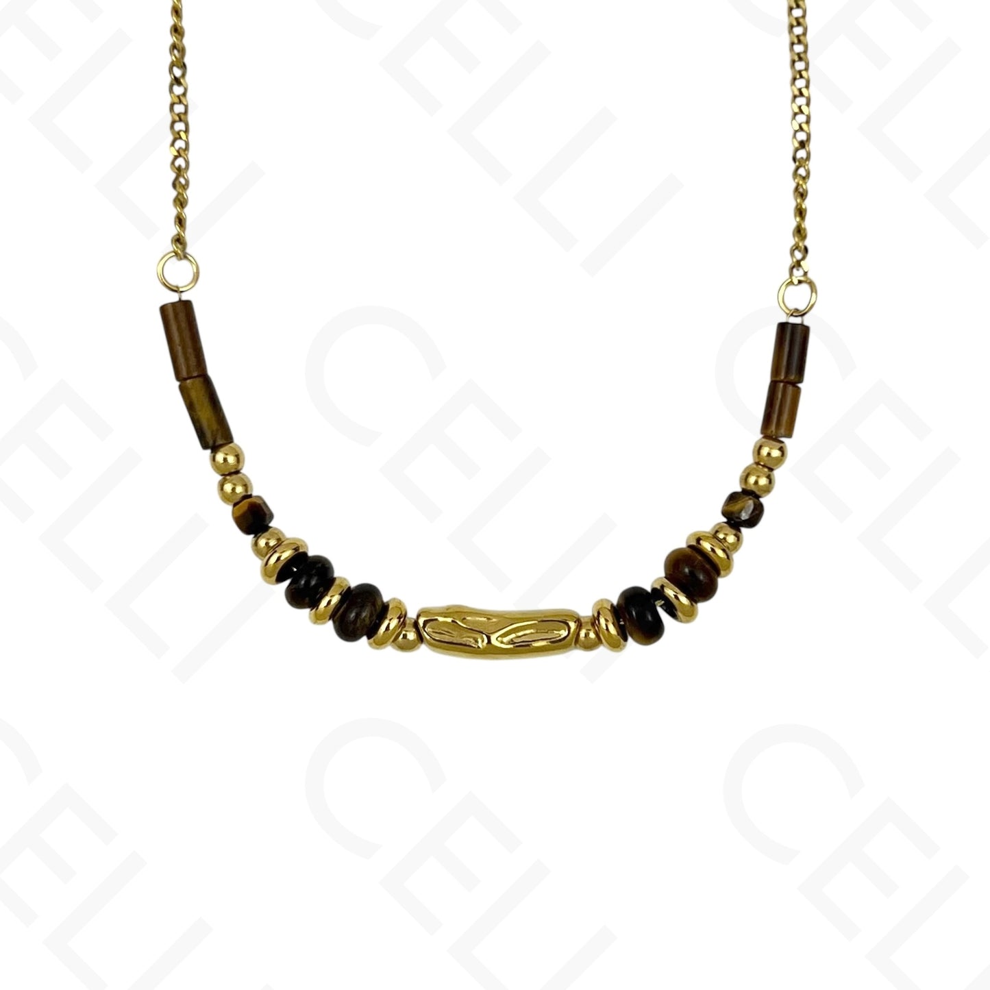 Steel Necklace - Y-shaped Hammered Discs