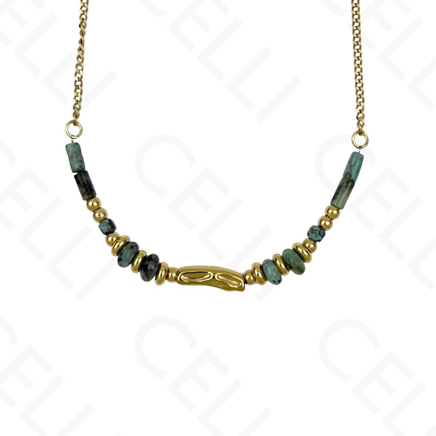 Steel Necklace - Y-shaped Hammered Discs