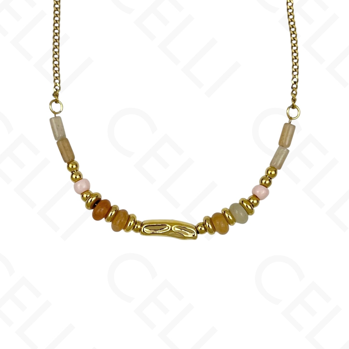 Steel Necklace - Y-shaped Hammered Discs