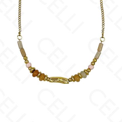 Steel Necklace - Y-shaped Hammered Discs