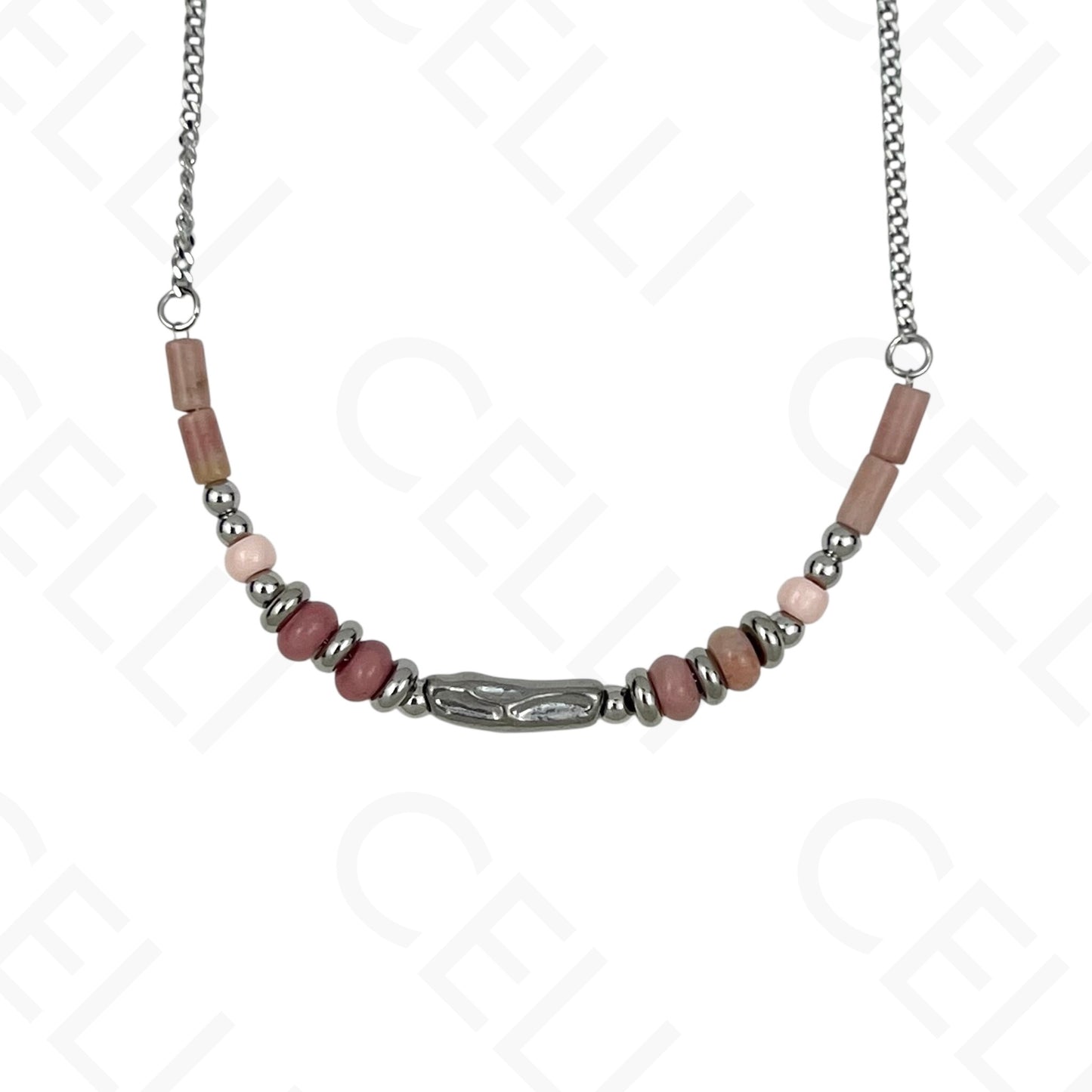 Steel Necklace - Y-shaped Hammered Discs