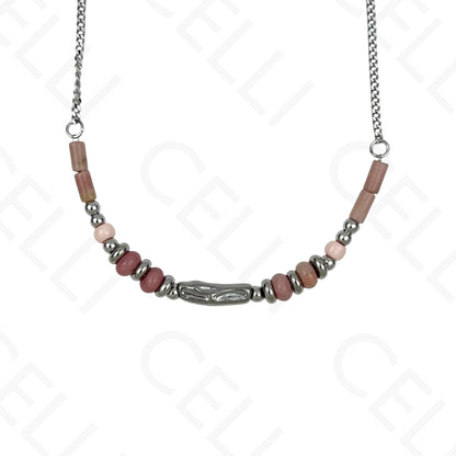Steel Necklace - Y-shaped Hammered Discs