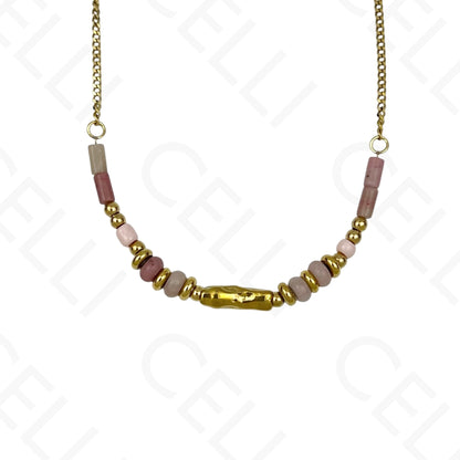 Steel Necklace - Y-shaped Hammered Discs