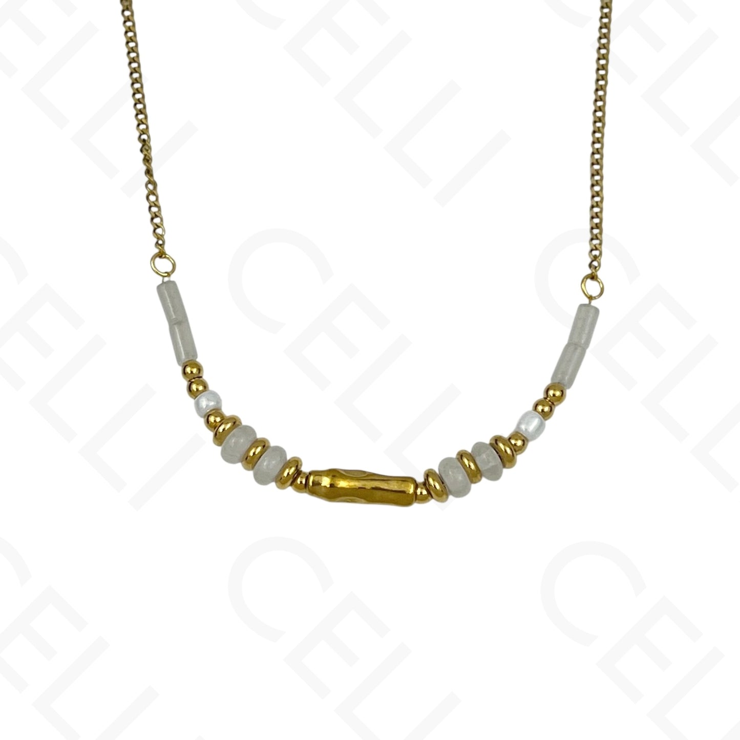 Steel Necklace - Y-shaped Hammered Discs