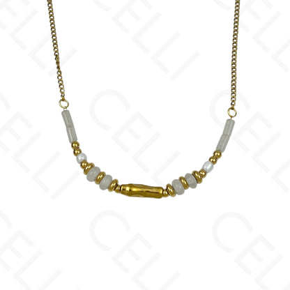 Steel Necklace - Y-shaped Hammered Discs