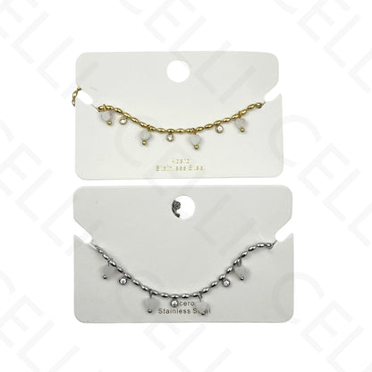 Colar/Pulseira de aço - pedas naturais formato coração