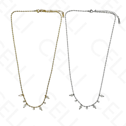 Colar/Pulseira de aço - pedas naturais formato coração