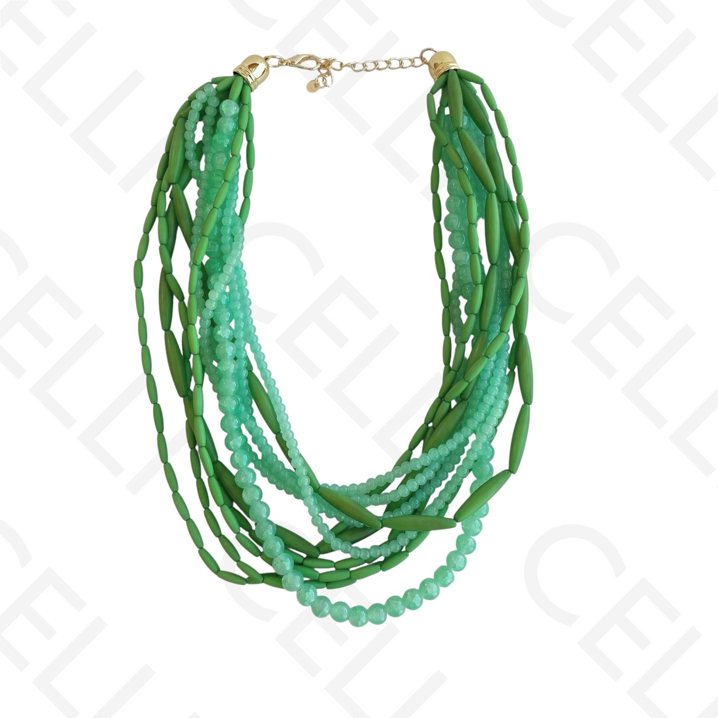 Colar de moda - multi fios de contas coloridas