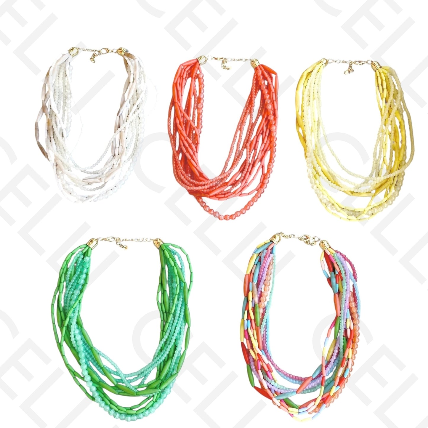 Colar de moda - multi fios de contas coloridas