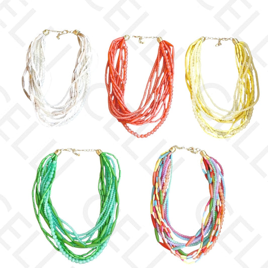 Colar de moda - multi fios de contas coloridas