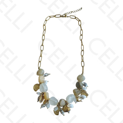 Colar de aço - piedras naturales y elementos del mar