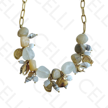 Colar de aço - piedras naturales y elementos del mar