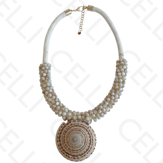 Colar de moda - corda de algodão com pendente búzio natural