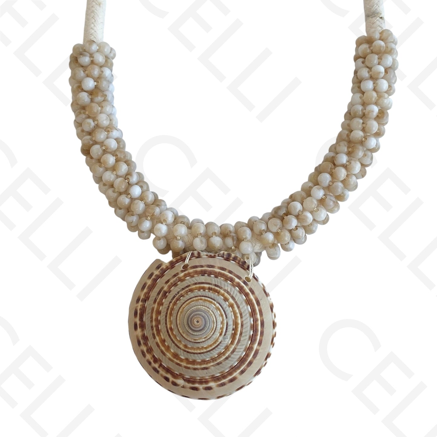 Fashion necklace - cotton rope with natural shell pendant