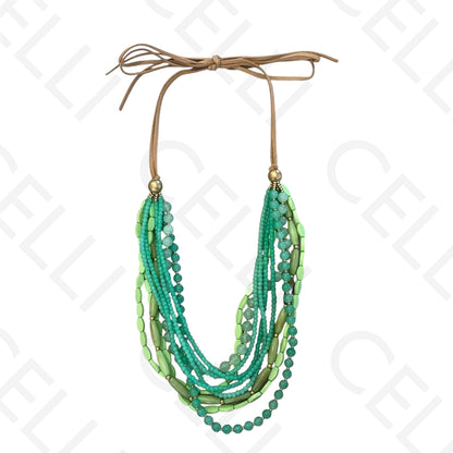 Colar de moda - fio de camurça ajustável com contas